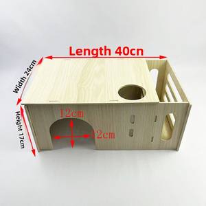 En gros, Niche rectangulaire compacte en bois massif Totoro, avec mangeoire à herbe multifonction, pour lapins et cochons d'Inde, abri pour animaux de compagnie - Product Image 4