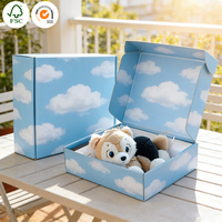 Elegante Caja de Regalo Personalizable con Diseño de Nubes Azules, Impermeable, Reciclable, de Cartón Resistente para Juguetes de Peluche, Ideal para Regalos de Lujo
