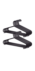 強力なブラック大人用プラスチックコートハンガースペースドライラックスーツパンツ & ズボンレールクローゼット服オーガナイザーバークリップ - Product Image 6