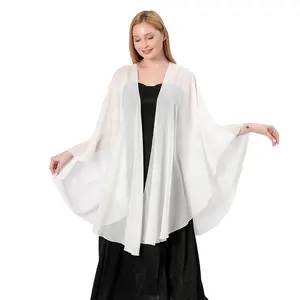 Plus Size Ivory Chiffon Shawl Ponchos for Women Wedding and Evening Party Dress Wraps Bridal Bridesmaid Blanket Shawls