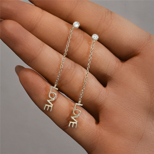 CANNER Bijoux fins pour femmes, pendentif simple en argent sterling S925 avec lettre d'amour, longue chaîne, boucles d'oreilles à pampilles en zircon, cadeaux pour maman et femme - Product Image 4