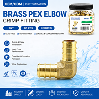 KING SMART ASTM F1807 1/2'' Coude en laiton sans plomb pour PEX, raccord à sertir certifié CUPC NSF pour eau potable, livraison gratuite aux États-Unis et au Canada