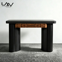 Table console noire de luxe de style nordique pour salon de villa, table décorative en placage de bois de ronce pour couloir d'hôtel, mobilier de hall d'entrée