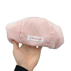 Ai Meng Studio Beret Cotton Poplin <b>Summer</b> Women's Breathable Sunshade <b>Hat</b> Red Blue Dots Stripes - Product Image 5