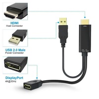 Adaptateur HDMI mâle vers femelle haute performance 4k 60hz avec câble d'alimentation USB, câble convertisseur HDMI vers DP