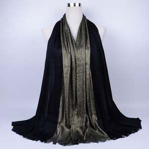 Hot Selling Women's Spring <b>Gold</b> Muslim Hijab Long Viscose <b>Scarf</b> with Shimmer Glitter - Product Image 5