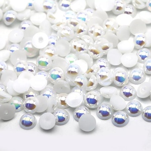Wholesale High Quality 10mm AB Colors Flat Back Half Pearls <strong>Beads</strong> for Clothing Decoration - Product Image 3