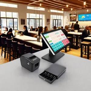 All In One 15.6inch Capacitive Screen Pos System Machine Customer Display Led8n Windows Pos Terminal
