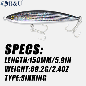 Esca da Pesca B&U JT09 Personalizzata Stampata in 3D per Immersioni Profonde in ABS, 6 Colori per Salmone, Luccio, Merluzzo, Carpa, Spigola di Mare, <span class=keywords><strong>Pesce</strong></span> d'Acqua Dolce - Product Image 2