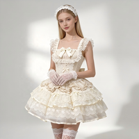 Robe Lolita JSK pour femme, style ballerine, avec dentelle, jupe mini bouffante multicouche, costume de cosplay princesse pour fête du thé