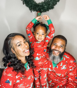 Kerstmis Dinosaurus Familie Matchende Pyjama Set Polyester Nachtkleding voor Mannen Vrouwen Kinderen Kerst Pyjama's Dropshipping POD MOQ 1ST - Product Image 4