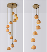 Art bambou plafonnier Boho tissé à la main panier osier suspension lampe Villa maison hôtel hall salle à manger escalier moderne suspension