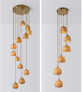 Art Bamboo <strong>Ceiling</strong> <strong>Light</strong> <strong>Boho</strong> Hand Woven Basket Wicker Hanging Lamp Villa Home Hotel Lobby Dining Staircase Modern Pendant <strong>Light</strong> - Product Image 4