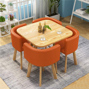 Bắc Âu hiện đại đơn giản giải trí đàm phán bàn ăn đặt văn phòng tiếp tân hộ gia đình nhà hàng cafe Bàn vuông nhỏ <span class=keywords><strong>4</strong></span> ghế - Product Image 3