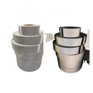 Ht401 2.5cm * 100M Khả năng hiển thị cao kim loại bạc tùy chỉnh an toàn phản quang <span class=keywords><strong>Polyester</strong></span>/Bông cảnh báo Vải may quần áo phản quang - Product Image 2