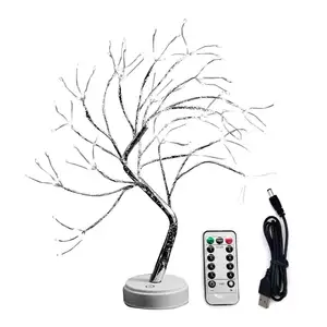 Bonsai ağacı ışık 108 LED 8 fonksiyon bakır tel dize ışıkları pil USB kumandalı masa lambaları kapalı dekorasyon için hediye