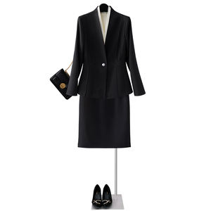 プラスサイズ長袖女性用スーツセットボタン無地ビジネスパンツブレザーオフィス用キャリアウェア女性用スーツタキシード - Product Image 4