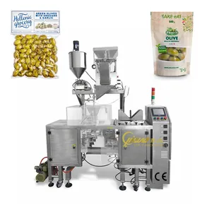 Machine automatique de remplissage et d'emballage d'olive verte, sachets debout sous vide mixtes, huile, sel, marinade