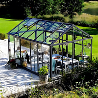 Véranda moderne en aluminium pour terrasse, balcon, ou enclos de jardin, kit DIY 4 saisons avec double vitrage trempé anti-corrosion