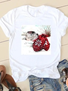 2025 venta al por mayor gran oferta de verano de alta calidad de estilo navideño Casual y de moda Street Trendsetters <span class=keywords><strong>Camiseta</strong></span> de cuello redondo para <span class=keywords><strong>mujer</strong></span> - Product Image 1