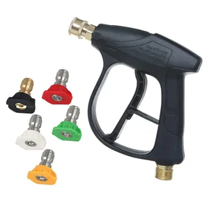 4000 PSI 300 Bar 1/4" Quick Connector M22 Metric Thread Car Wash Spraying Gun Short Wand Lance High Pressure Washer Gun Jet