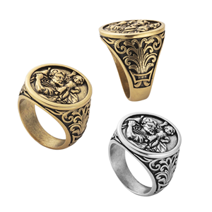 विंटेज सेलिक गांठ की अंगूठी शादी या सगाई जोड़े उपहार के लिए उत्कृष्ट स्टेनलेस स्टील कॉर्डिक वाइकिंग क्रॉस लाइन - Product Image 2