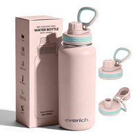Bouteille d'eau en acier inoxydable Everich, garde au chaud et au froid, étanche, isolée, parfaite pour le sport, la salle de sport, les voyages, facile à utiliser avec poignée et couvercle