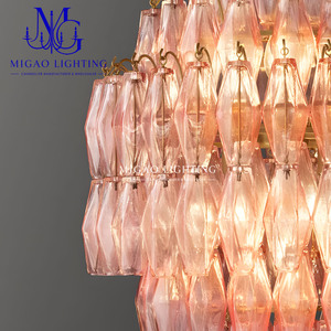 Lámpara de Araña de Cristal con Diamantes Facetados Rosados Estilo Medieval Francés, Lámpara Colgante de Lujo para Salón, Comedor o Techo Alto - Product Image 6