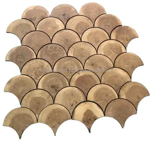 Tuiles <span class=keywords><strong>de</strong></span> mosaïque en bois naturel <span class=keywords><strong>de</strong></span> style <span class=keywords><strong>parquet</strong></span> en forme d'éventail pour la décoration des sols et des murs en gros - Product Image 1