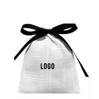 Sacs anti-poussière en coton personnalisés en gros, pochettes de luxe pour bijoux, sacs anti-poussière en toile de coton avec cordon de serrage et logo imprimé