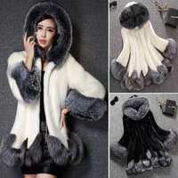 Manteau à capuche en fausse fourrure pour femme, Parka d'hiver grande taille
