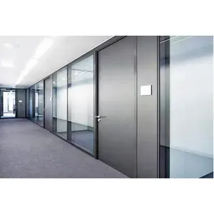 Fire proof solid wall partition office steel aluminum glass partition system with 1 hour fire resistance