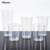 Gobelets en plastique jetables écologiques à paroi simple pour Bubble Tea et boissons, logo personnalisé, tailles 500ml/700ml