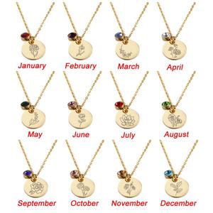 Nuevo Collar de Acero Inoxidable con Baño de Oro PVD de 18K, de Alto Brillo y Antideslustre, con Piedra de Flor de Cumpleaños, Venta al por Mayor - Product Image 3