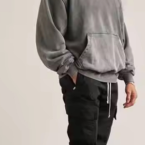 เสื้อฮู้ดดี้ผ้าฝ้าย 100% น้ำหนักเบา แห้งเร็ว ระบายอากาศดี สไตล์สตรีทแวร์ พิมพ์โลโก้ตามสั่ง สำหรับผู้ชาย ล้างสีแบบแอซิดวอช - Product Image 5