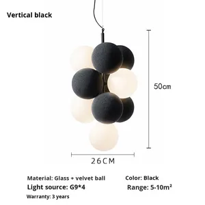 Lámpara colgante RGB de diseño de 90cm, candelabros de bola de cristal de altura ajustable de tela de terciopelo de lujo para <span class=keywords><strong>DJ</strong></span> Party Coffee Shop-2026 - Product Image 6