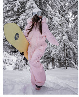 Ensemble de ski rose pour femme adulte, style crème glacée, avec pantalon à bretelles cintrant la taille, imperméable, chaud et coupe-vent, équipement de neige