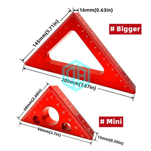 Règle d'angle en aluminium à 45 degrés, triangle impérial, <span class=keywords><strong>équerre</strong></span> <span class=keywords><strong>de</strong></span> <span class=keywords><strong>menuisier</strong></span>, outils <span class=keywords><strong>de</strong></span> mesure du bois, OEM personnalisable - Product Image 4