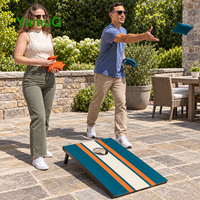 Ensemble de planches de cornhole YumuQ personnalisées en contreplaqué multicouche avec cadre en pin et sacs de haricots, jeu de cornhole pour jardin et cour arrière