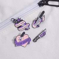 Halloween dessin animé drôle amour poignard couteau coeur violet dur émail doux épinglette pour souvenir de vacances