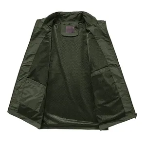 Wholesale Sleeveless Men's Denim Soft Shell Vest Jacket Custom Embroidery Multiple Pockets Men Vest