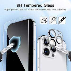 Protection d'écran en verre trempé transparente 2 en 1 personnalisée pour téléphone portable, protection d'objectif d'appareil photo pour iPhone 15 16 16E Pro Max Plus - Product Image 2