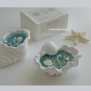 Vela Aromática Personalizable con Logotipo, Diseño de Estrella de Mar y Concha, Hecha a Mano, Vela de Gel Creativa - Product Image 3