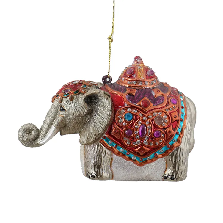 Enfeites de enfeite de natal, ornamentos de luxo personalizados, decorações de natal, animais, ornamento de vidro de elefante