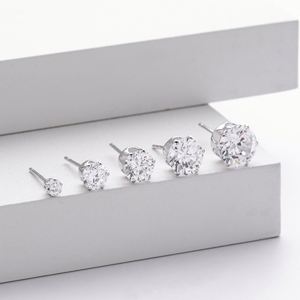 Vintage Style 925 Sterling <b>Silver</b> <b>Stud</b> <b>Earrings</b> with Round 5A Cubic Zircon for Women-Wedding Engagement Anniversary Party Gift - Product Image 6