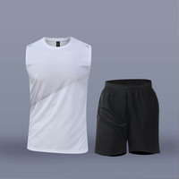 Vente en gros de t-shirts sans manches et shorts de sport unisexes de haute qualité, respirants, anti-bactériens, à séchage rapide, pour le fitness, le football et l'entraînement