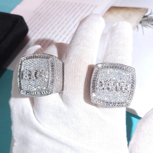Custom 925 <b>Sterling</b> <b>Silver</b> Moissanite Diamond <b>Ring</b> Premium Brilliant Cut VVS Fine Jewelry Hip Hop Style <b>Ring</b> - Product Image 5