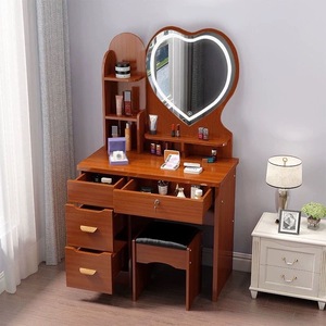 Table de toilette <span class=keywords><strong>en</strong></span> <span class=keywords><strong>bois</strong></span> <span class=keywords><strong>vintage</strong></span> moderne avec miroir éclairé et tiroir pour enfants, pour chambre ou salle de bain - Product Image 3