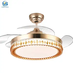 803 télécommande moderne 42 pouces 110v 220v ventilateurs de plafond pliants avec lumières lampe led designer luz con ventilador oculto techo