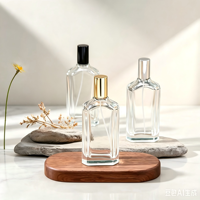 Bouteilles en verre transparentes carrées de 50/100 ml en gros avec pulvérisateur et bouchon pour cosmétiques – Flacons vides